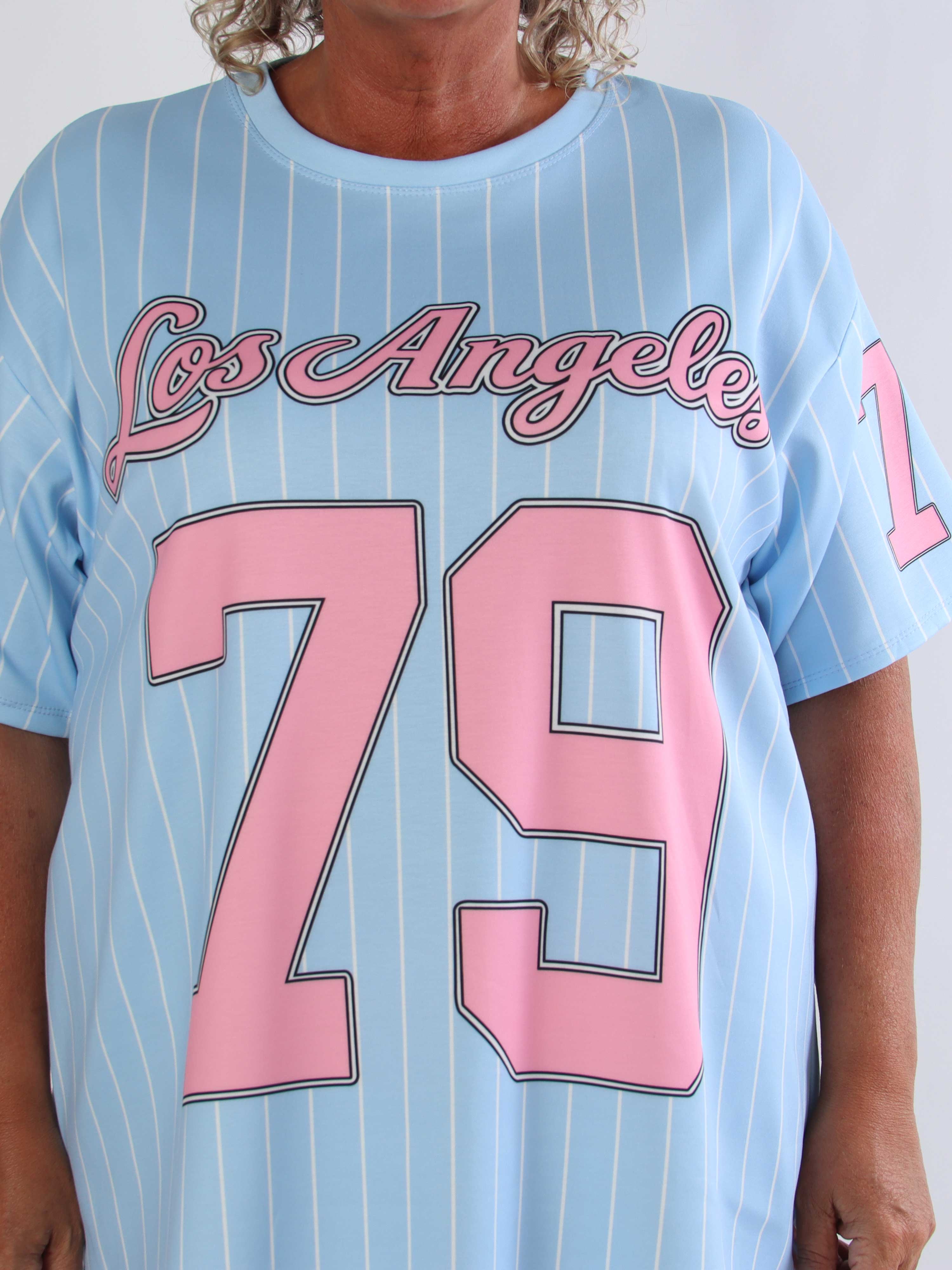 Andrea - Plus size t-shirtkjole viskoseblanding med sporty baseball-inspireret design
